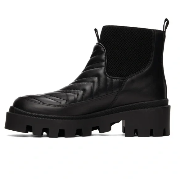 GUCCI Black Matelassé Chelsea Boots - Picture 4 of 12